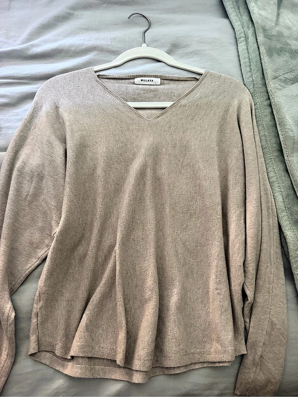 Mulaya V-Neck Long Sleeve Tunic in Brown Size Large Like New